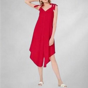 MSK Womens Jumpsuit S Asymmetrical Tie-Strap Wide-Leg Womens Linen Blend